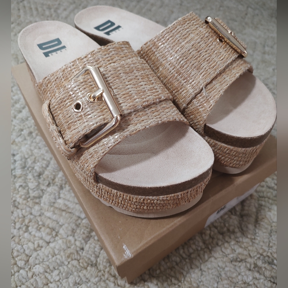 New Dirty Laundry Palm Island Raffia Platform Sandals